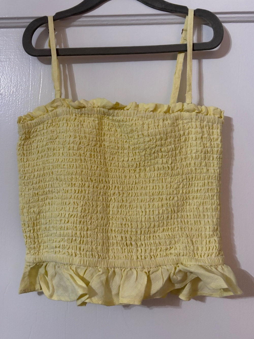 NWT Roller Rabbit Light Yellow Smocked Ruffle Hem Hali Top - Size XXS
